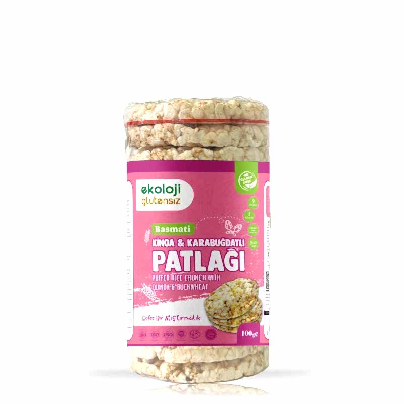 Ekoloji Market Vegan-Glutensiz  Karabuğday Kinoalı Pirinç Patlağı 100 gr