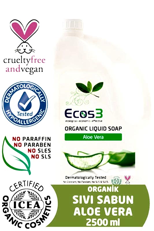 Ecos3 Organik Sıvı Sabun Beyaz Aloe Vera  (2500ml)